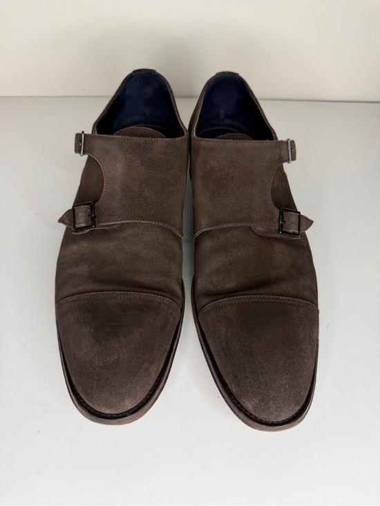 SUITSUPPLY Brown Suede Double Monk Strap Shoes Men Size 44 UK 10 Made In Italy main image 4